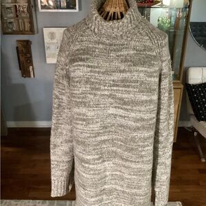 Zara Knit Gray/Beige Long Sweater Turtleneck